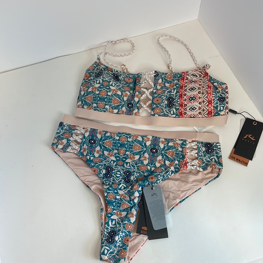 New Women’s Bikini Stillwater Rusty Hotel Rosa Bralette Bikini Top and Bottom L